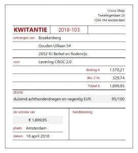 voorbeeld kwitantie maken in excel