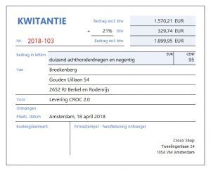 voorbeeld kwitantie maken in excel