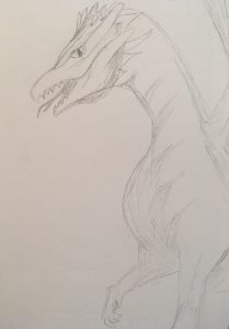 Four-legged dragon lifting a claw