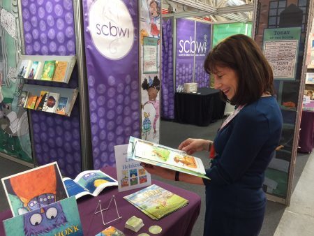 Jeanne B. de Sante Marie browsing at the 2018 Bologna Children's Book Fair.