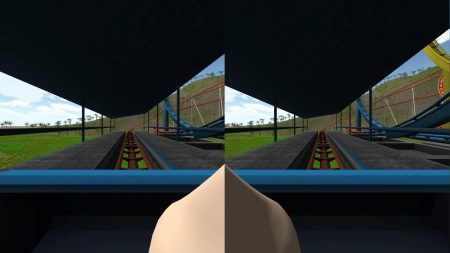 Still image from the rollercoaster simulator used to test the nasum virtualis