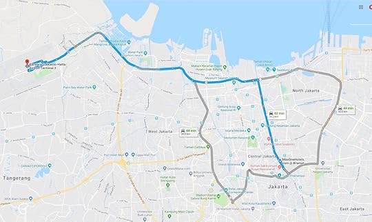 map jakarta airport terminal 3 to maxone hotel kramat