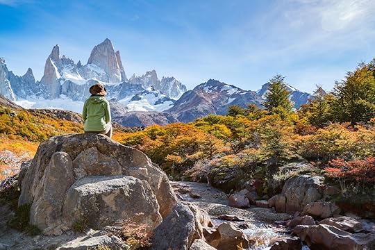 Traveler in Autumn in Fitz Roy, Patagonia, El Chalten