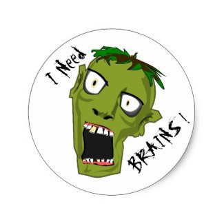 I Need Brains Zombie Classic Round Sticker