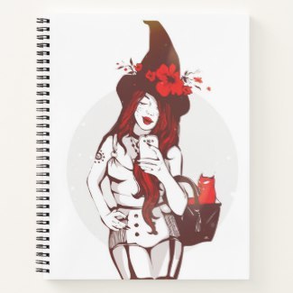 Sultry Witch and Cat Notebook