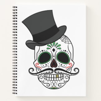 Sugar Skull with Tophat Notebook