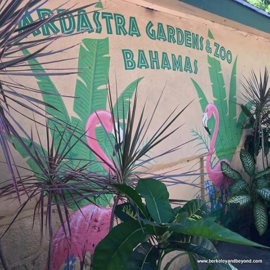 entrance sign to Adrasta Gardens, Zoo & Conservation Centre in Nassau, Bahamas