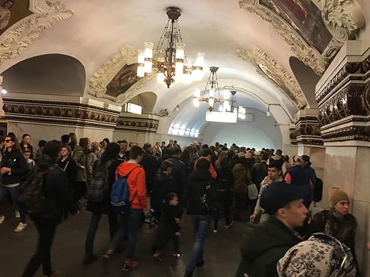 One of the many fancy metro stations in Moscow
