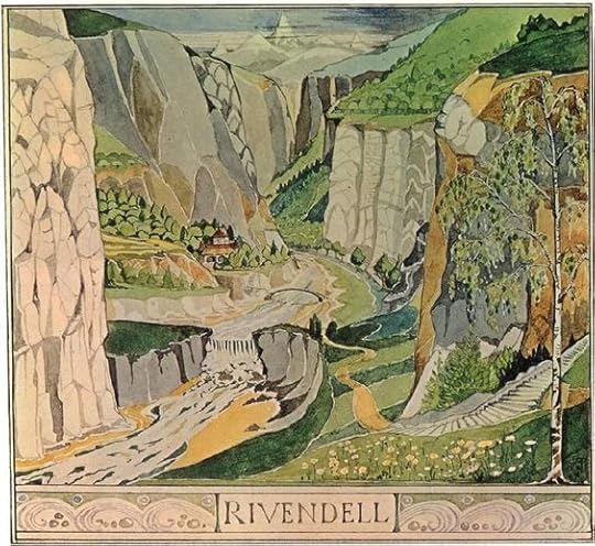 A drawing of Rivendell, by Tolkien (PInterest)