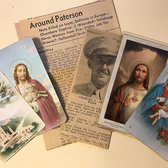 More items sent from my uncle to add to the family archives: funeral Mass cards, my grandma’s social security card, obituary notices, and clippings about my great-uncle’s death in battle on Leyte (an island in the Philippines). #creatingfamilyarchives #death