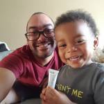 real men: father taking a selfie with toddler
