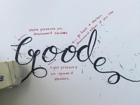 4. Finally, erase all your pencil lines, if necessary, you can go back and thicken up some of your downward strokes... and you're done!
