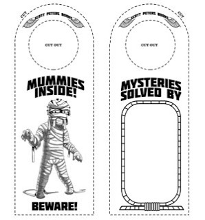 door hanger, kids free printable ancient Egypt mummy activity