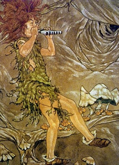 Peter playing the pipes by Michael Hague