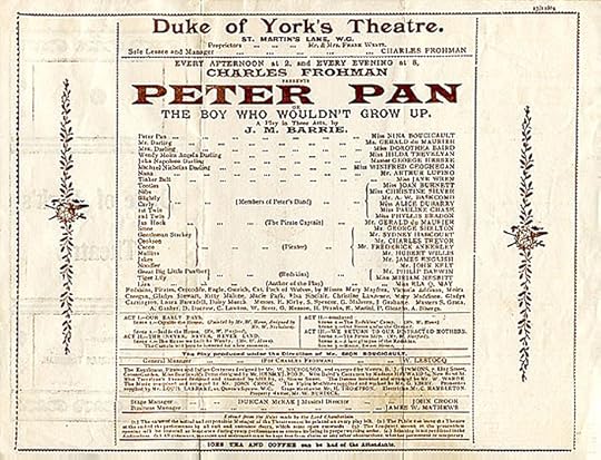 The announcement of the first performance of Peter Pan