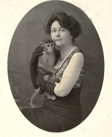 Miles Franklin with monkey