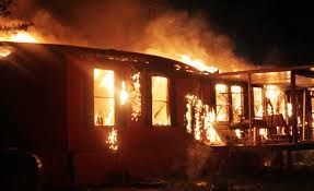 mobile home on fire