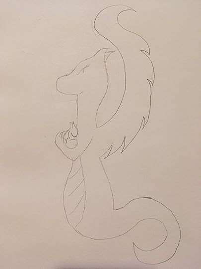 Mother and so dragon in pencil 
