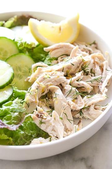 This simple, healthy chicken salad is made with breast meat from a cooked rotisserie chicken, fresh lemon and dill. Fast and easy, and perfect for all diets including low-carb, keto, Whole30, Paleo and of course, Weight Watchers.