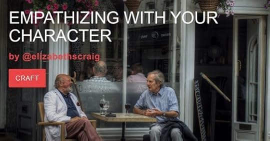 Two senior men talking at an outdoor table at a restaurant.
