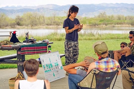 Woman teaching class about wilderness