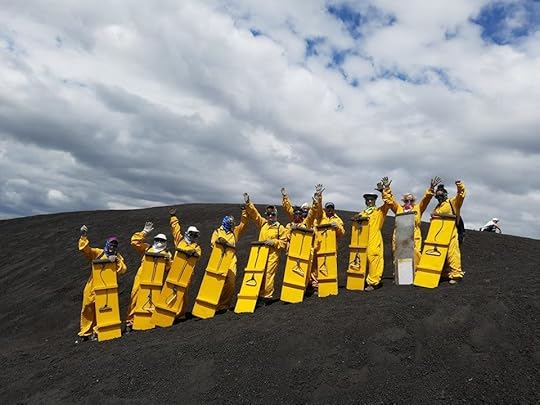 Women volcano boarding