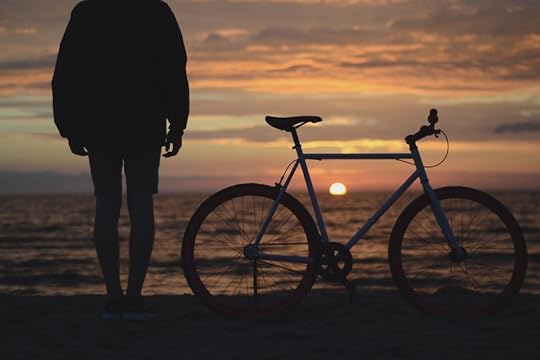 Beach bicycle sunset