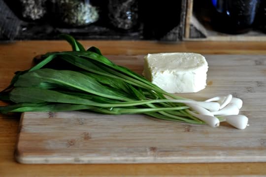 Clean ramps and softened butter on a cutting board