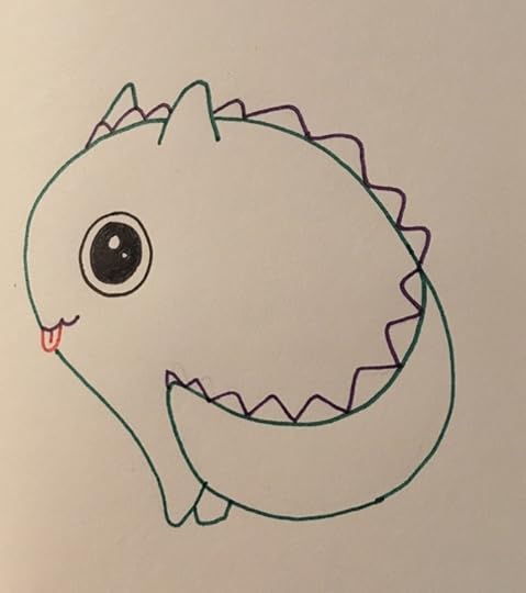 Cute dragon big eyes green purple