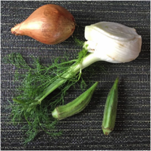 Fennel, shallot, and okra