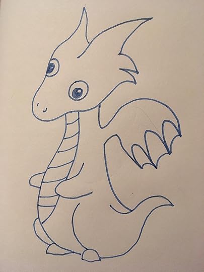 Blue cartoon dragon needs bow tie