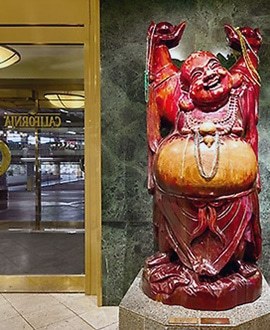 picture of the luck buddha at the california hotel which people have a habit of rubbing before gambling