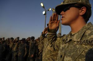 female soldier saluting
