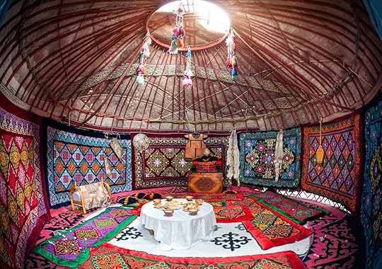 Inside a yurt