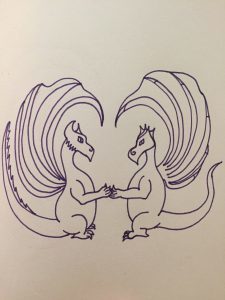 Two dragons forming a heart