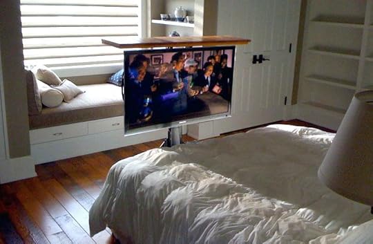 bedroom tv hidden under floor stand tall