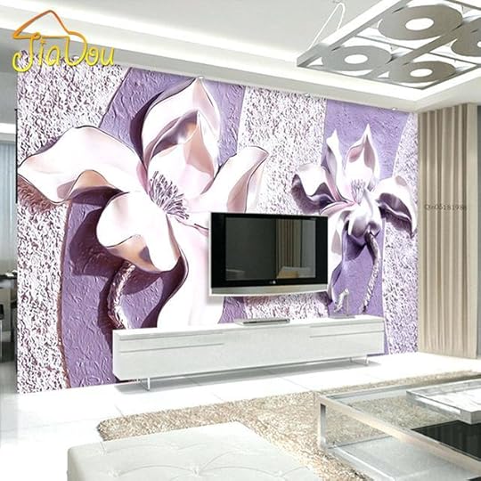 bedroom tv customize any size relief purple magnolia background wall paper home decor living room mounting height