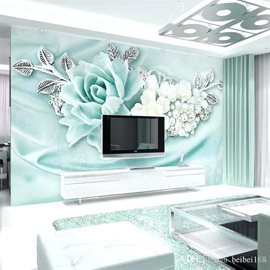 bedroom tv painting green flower wall mural for background decor wallpaper pared custom wallpapers ideas