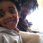three year old and dad on airplane