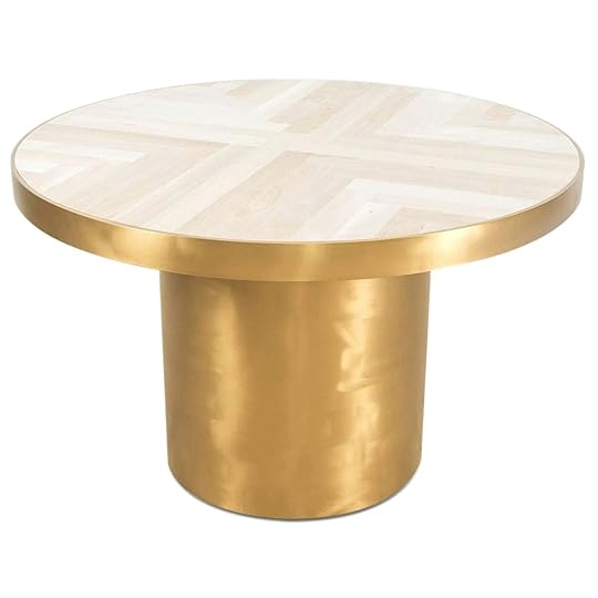 brass dining table base modern round with herringbone pattern walnut top for sale brushed