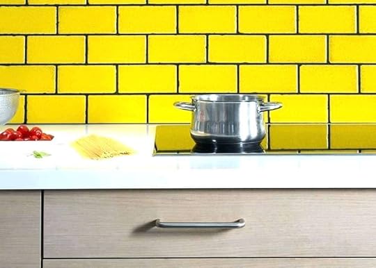 yellow backsplash tile kitchen indoor floor terracotta pale glass