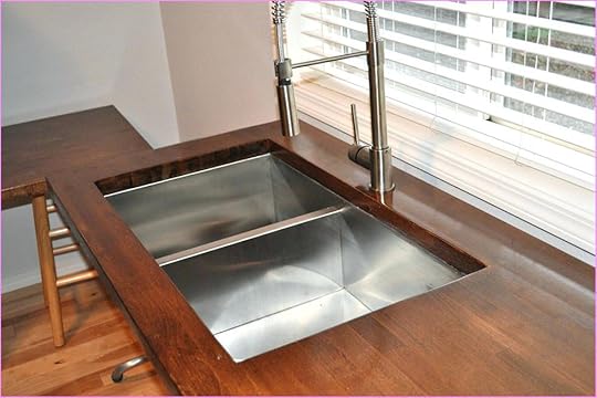 stainless steel countertops lowes butcher block sink brown plywood kitchen cabinet counter top faucet ceramic floor home improvement neighbor fenc