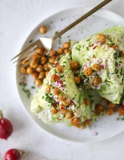 crispy chickpea wedge salads with avocado ranch I howsweeteats.com #wedge #salad #chickpeas #avocado #ranch #vegetarian