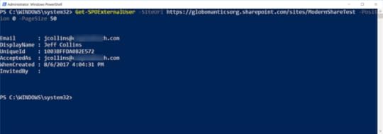 Get-SPOExternalUser PowerShell