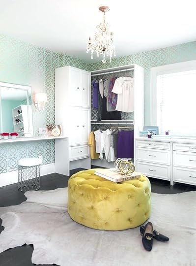 large scale floral wallpaper with contemporary wall mirrors closet transitional and cowhide rug very