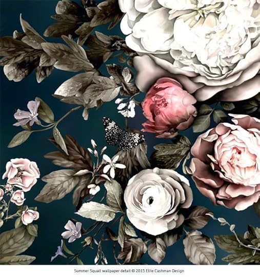 large scale floral wallpaper detail from summer squall in midnight blue dramatic canada