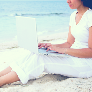 The ocean, with the sound of waves and inspirational scenery, can often be one of the best places to write.