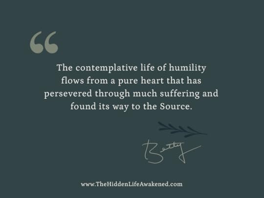 The contemplative life of humility flows from a pure heart that has persevered through much suffering and found its way to the Source.