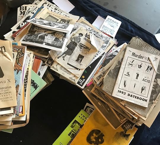 Sorting zines into alphabetical piles