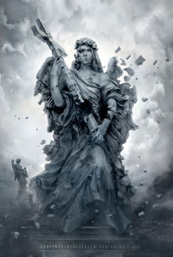 Stone angel statue breaking apart